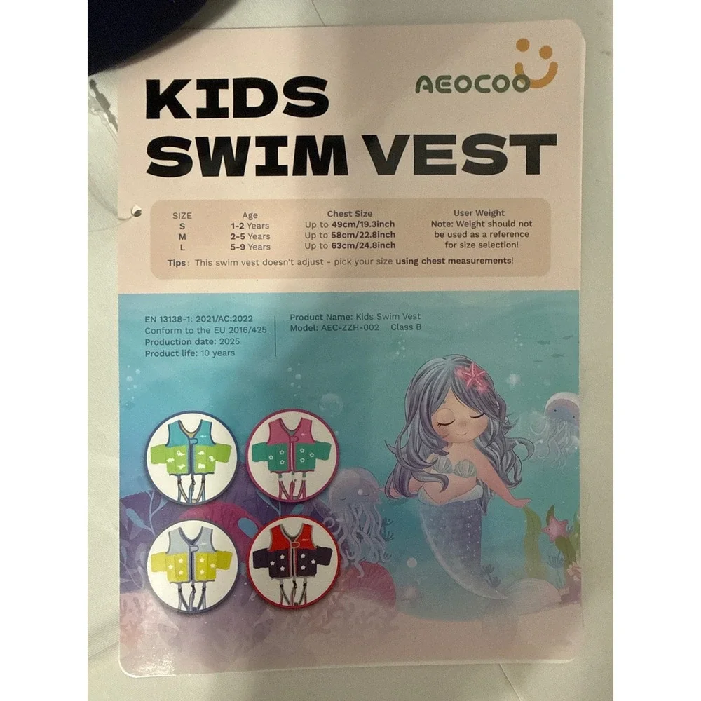 Aeocoo Swim Vest Kids Medium Red Blue Stars‎ Life Jacket AEC-ZZH-002